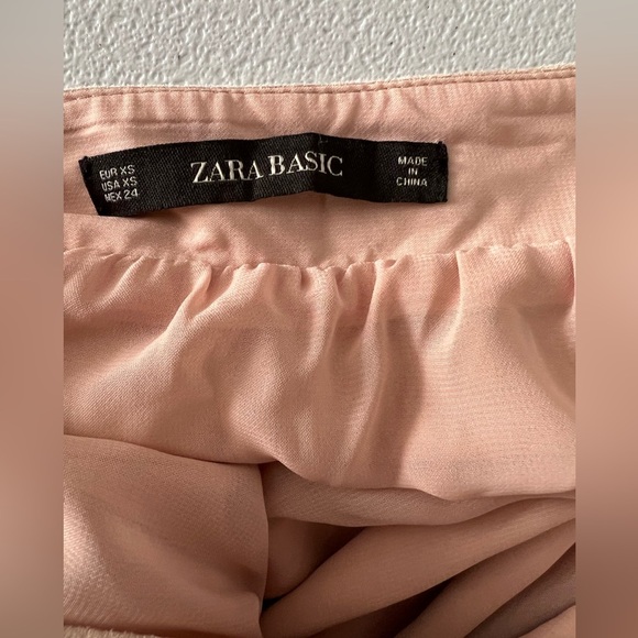 ZARA BASIC pleated skirt with double tulle fabric, size XS. LIGHT SALMON - Picture 5 of 7